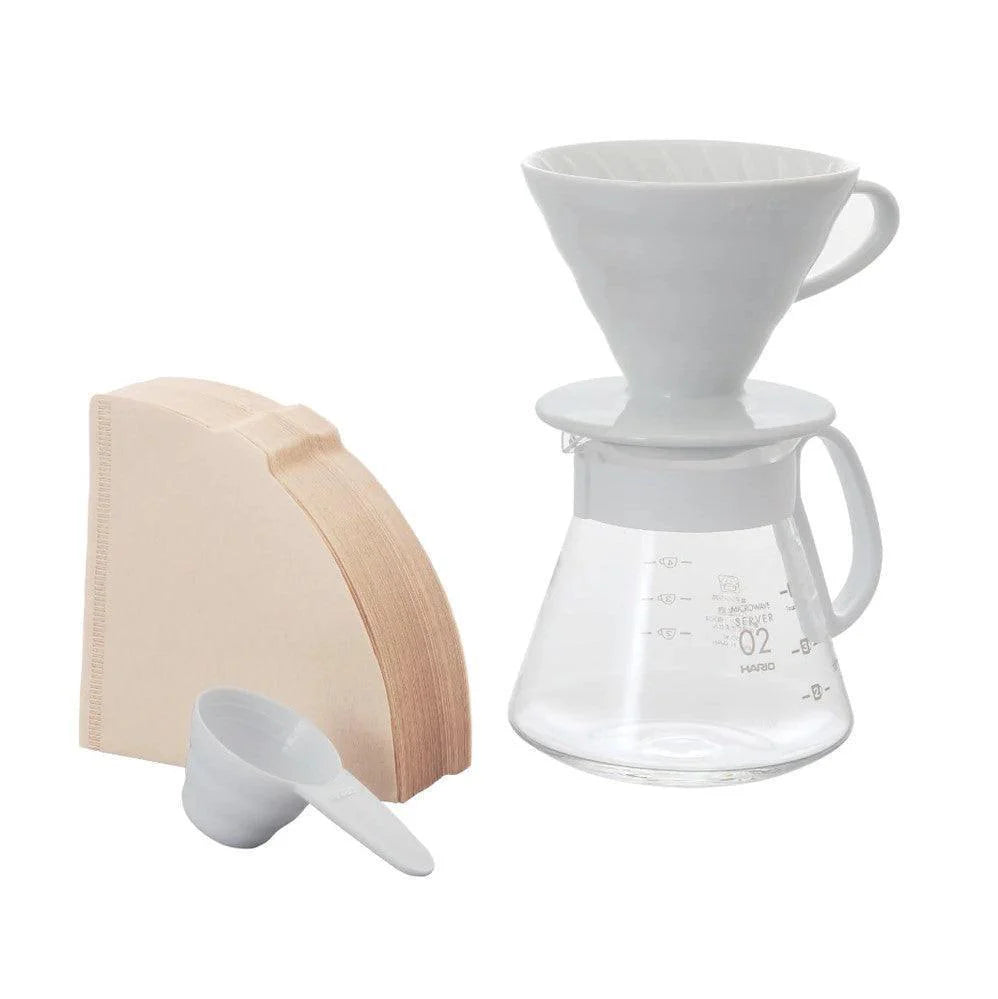 Hario V60 02 Seramik Kahve Demleme Seti “Beyaz”